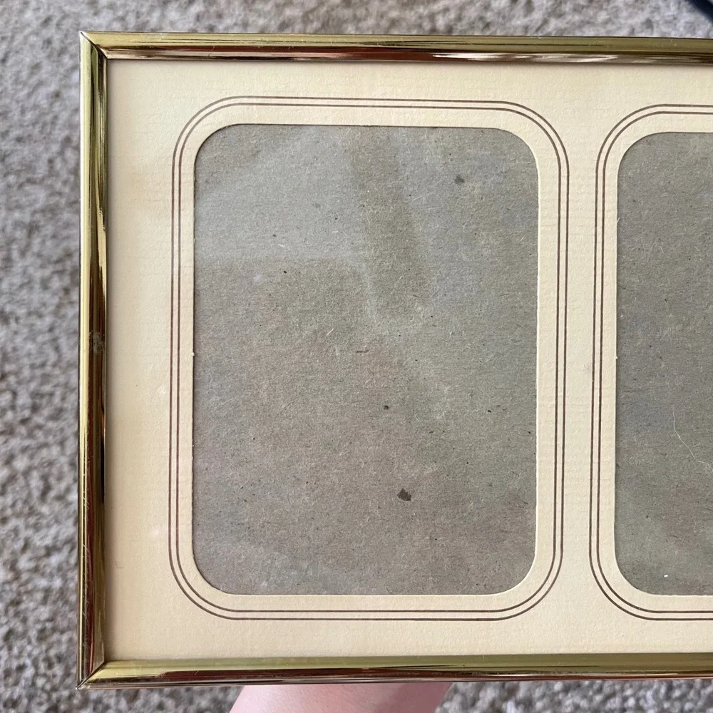 Picture photo easel frame vtg brass filigree couple art nouveau gold ornate 5x8